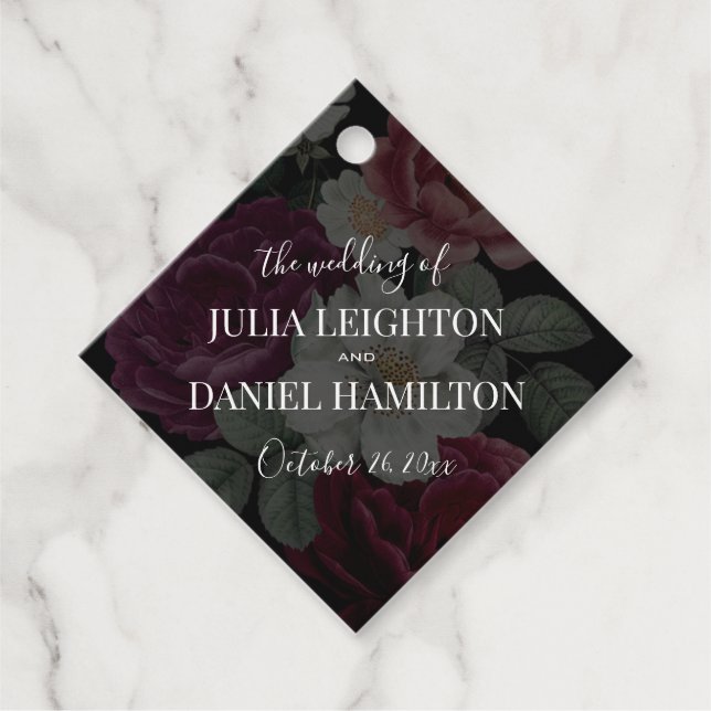 Dark Florals Favour Tags (Front)