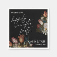 Dark Florals Happily Ever After Party Welcome