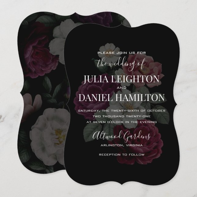 Dark Florals Invitation (Front/Back)