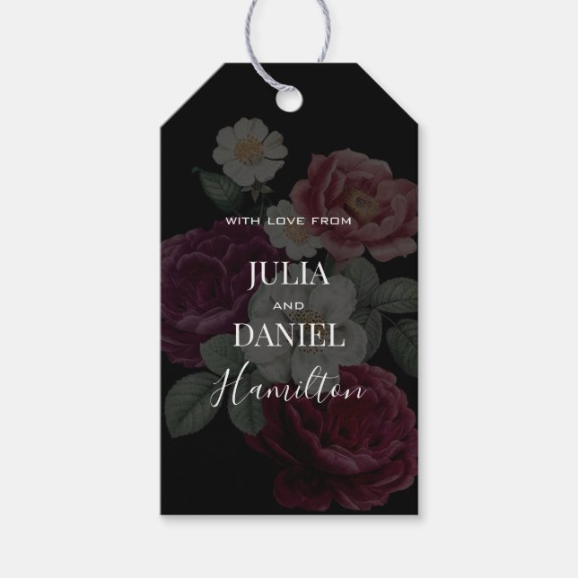 Dark Florals Modern Gift Tags (Front)
