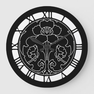 Dark Flower Motif Large Clock