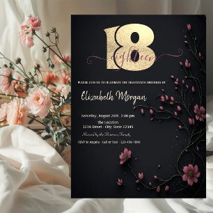 Dark Flowers Gothic 18th Birthday  Invitation