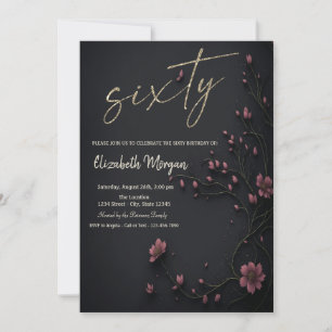 Dark Flowers Gothic 60th Birthday  Invitation