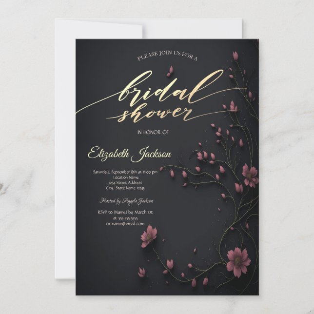 Dark Flowers Gothic Bridal Shower  Invitation (Front)