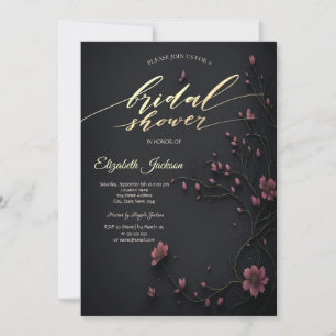 Dark Flowers Gothic Bridal Shower Invitation