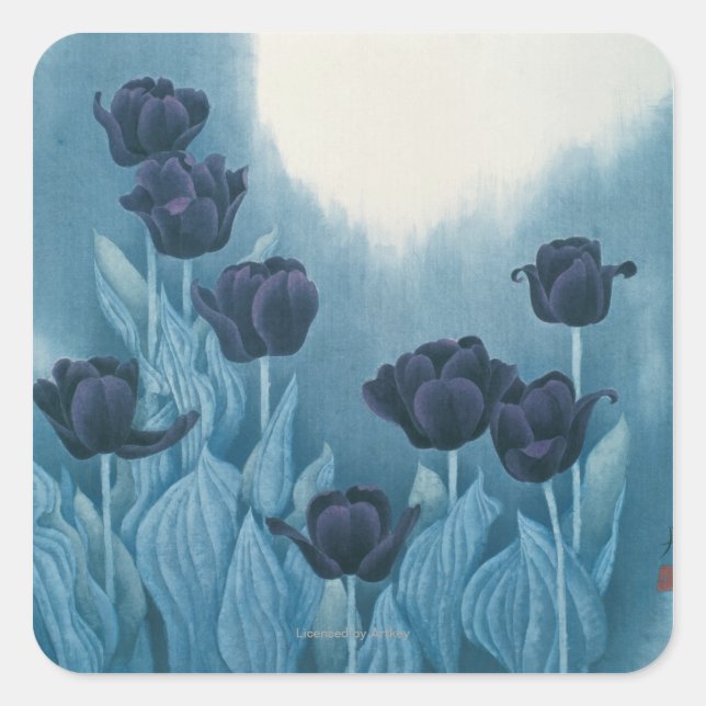 Dark Flowers Square Sticker (Front)