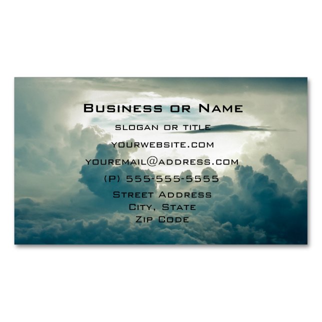 Dark Fluffy Clouds Aerial View Magnetic Business Card (Front)
