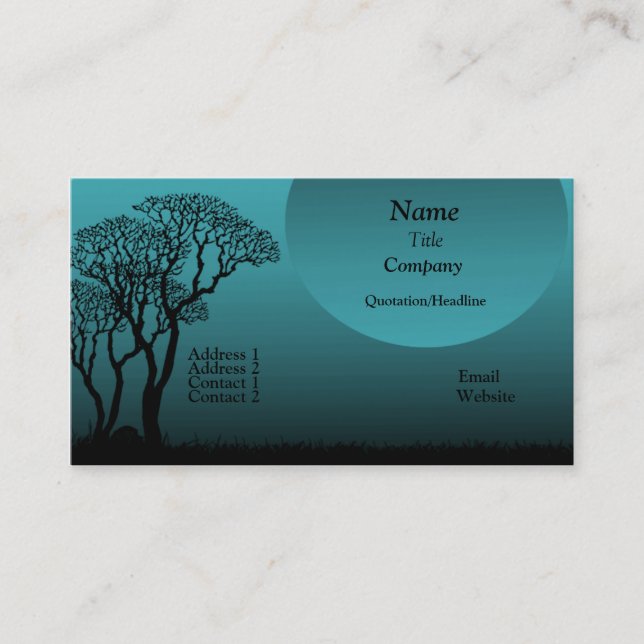 Dark Forest Business Card, Teal Business Card (Front)