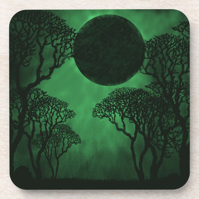 Dark Forest Eclipse Coaster Set, Green (Front)