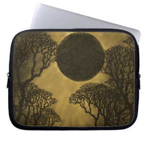 Dark Forest Eclipse Laptop Bag, Gold Sleeve