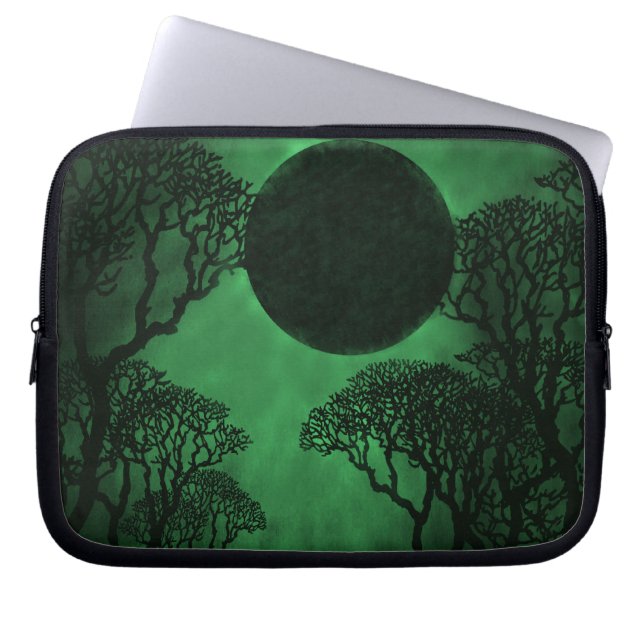 Dark Forest Eclipse Laptop Bag, Green Sleeve (Front)