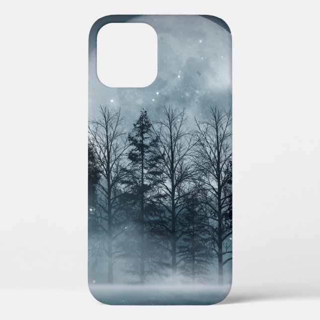 Dark forest. Gloomy dark scene with trees, big moo Case-Mate iPhone Case (Back)