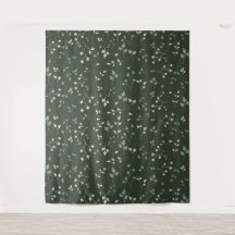Dark Forest Green Ditsy Botanical Leaf Pattern
