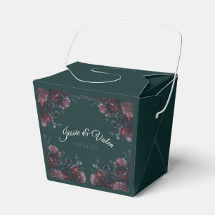 Dark Forest Green Elegant Wedding Maroon Mauve Favour Box