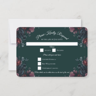 Dark Forest Green Elegant Wedding Maroon Mauve Invitation