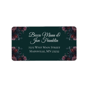 Dark Forest Green Elegant Wedding Maroon Mauve Label