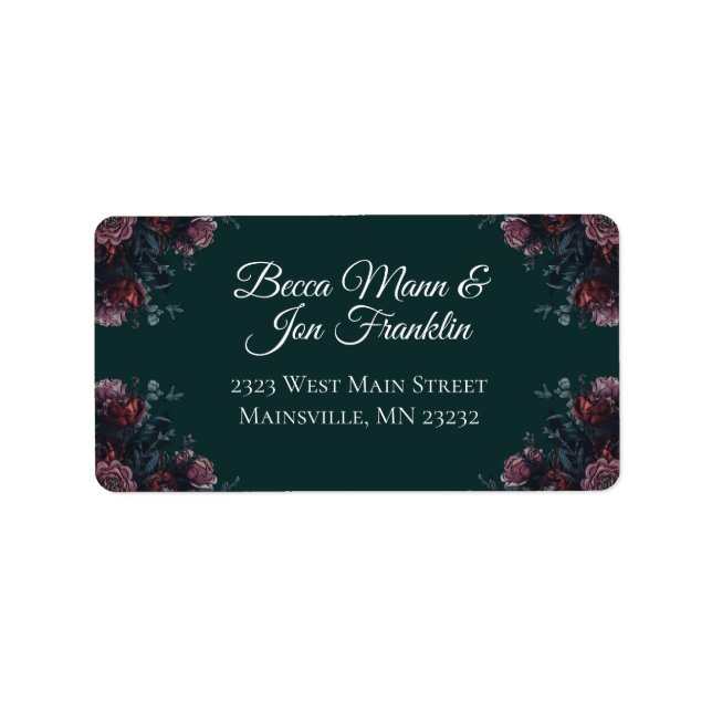 Dark Forest Green Elegant Wedding Maroon Mauve Label (Front)