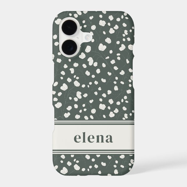 Dark Forest Green Lunaria Botanical Personalized (Back)