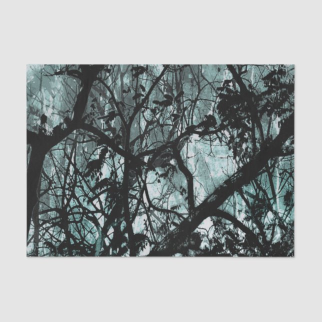 Dark Forest Landscape Illustration Tissue Paper (Front)