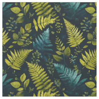 Dark Forest Leaf Scatter Fabric