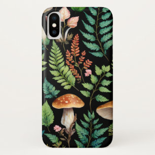 Dark Forest Mushroom Woodland Pattern Art iPhone X Case