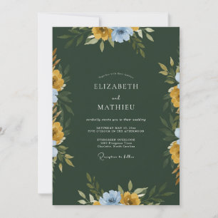 Dark Forest Mustard Wildflower Wedding Invitation