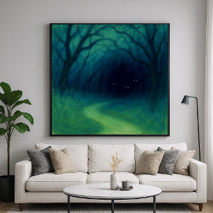 Dark Forest Path - Impressionism Style Art Poster