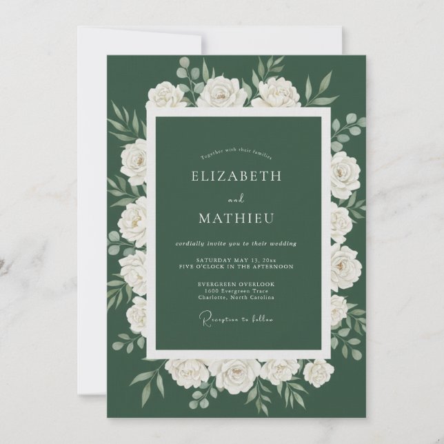 Dark Forest Petal Wedding Invitation (Front)