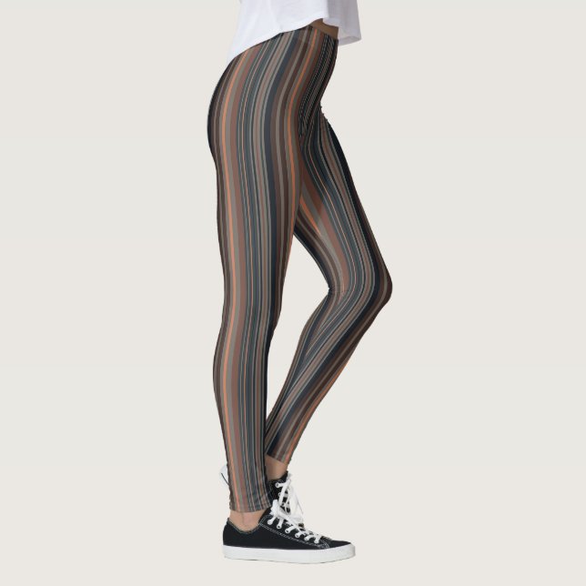 Dark Forest Woodlands Stripes Design  Leggings (Right)