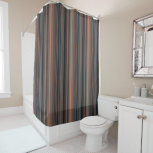 Dark Forest Woodlands Stripes Design Shower Curtain
