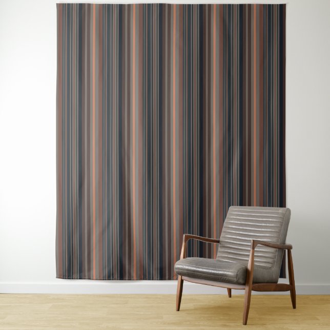 Dark Forest Woodlands Stripes Design  Tapestry (In Situ)