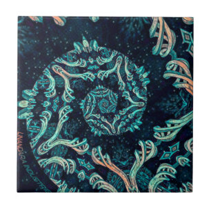 Dark fractal elegance tile