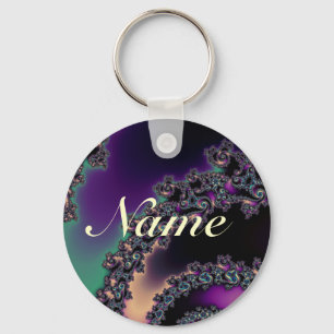 Dark Fractal Personalised Keychain