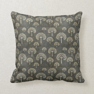 Dark Fractal Tree Pattern Cushion