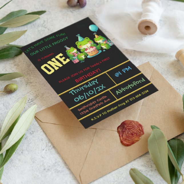 Dark Froggy Birthday Celebration - 1 Year! Invitation (Creator Uploaded)