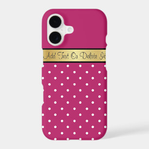 Dark Fuchsia White Polka Dots Golden Text Banner