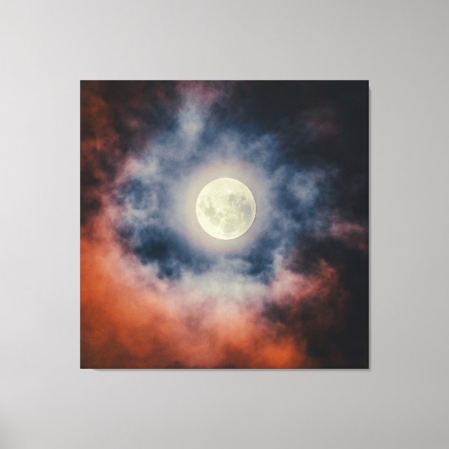 Dark full moonscape midnight scene canvas print (Front)