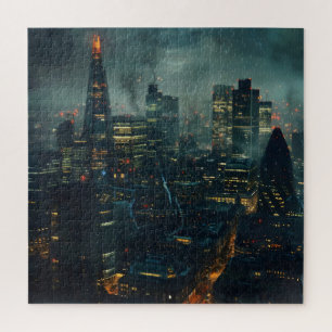 Dark Futuristic Stormy City  Jigsaw Puzzle