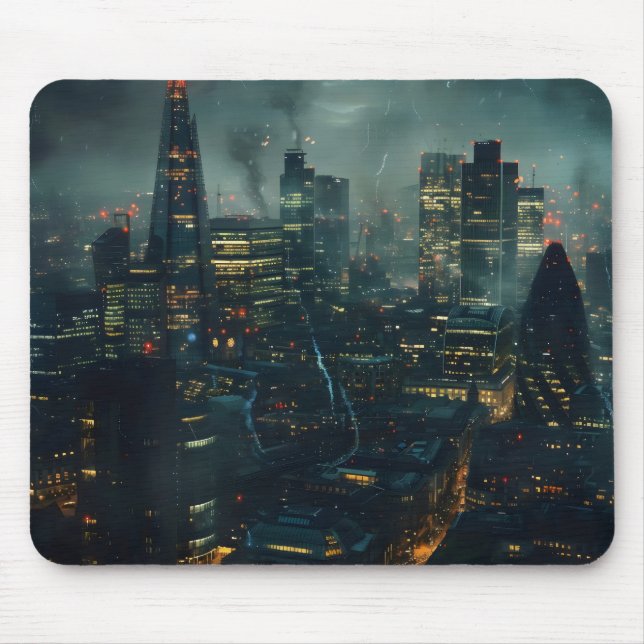 Dark Futuristic Stormy City  Mouse Mat (Front)