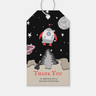 Dark Galaxy Space Craft Taking Off Thank You Gift Tags