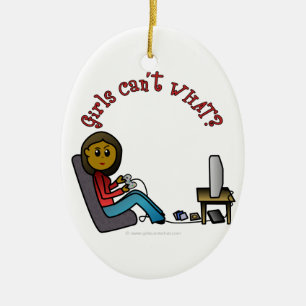 Dark Gamer Girl Ceramic Tree Decoration