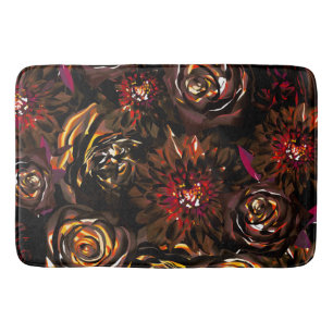 Dark Garden Autumn Glow Flowers Fall Bath Mat