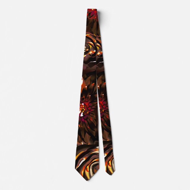Dark Garden Autumn Glow Flowers Fall  Neck Tie (Front)