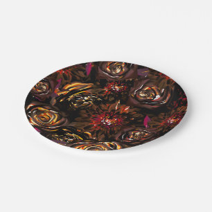 Dark Garden Autumn Glow Flowers Fall Wedding Paper Plate