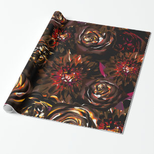 Dark Garden Autumn Glow Flowers Fall Weddinga Wrapping Paper