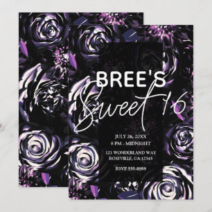 Dark Garden Bewitching Purple Flowers Party Invitation