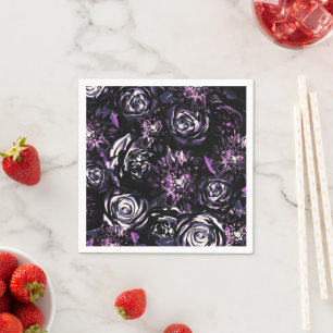 Dark Garden Bewitching Purple Flowers Party Napkin