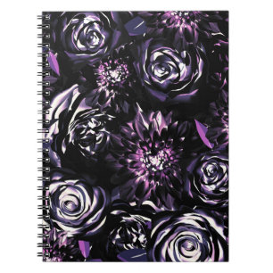 Dark Garden Bewitching Purple Glam Flowers Notebook