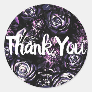 Dark Garden Bewitching Purple Glam Flowers Wedding Classic Round Sticker