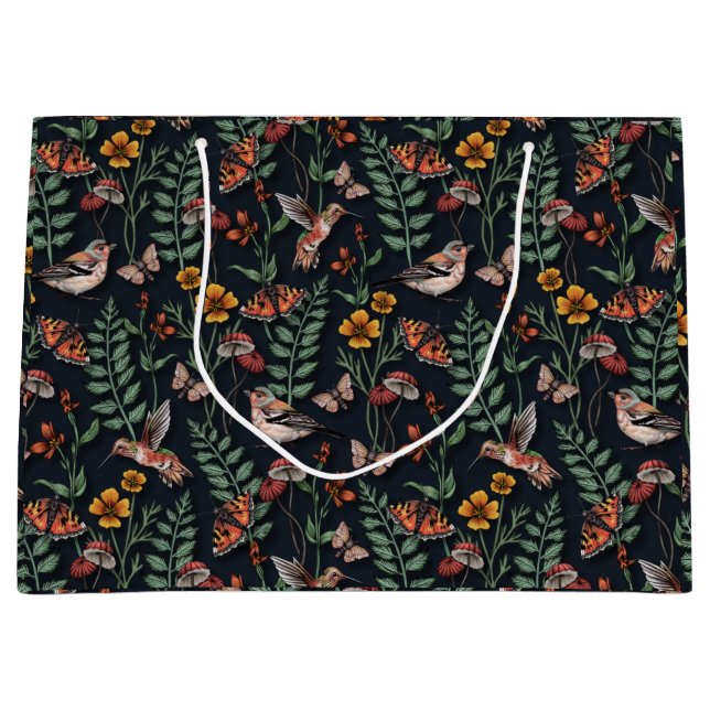 Dark Garden Birds & Butterflies Large Gift Bag (Front)